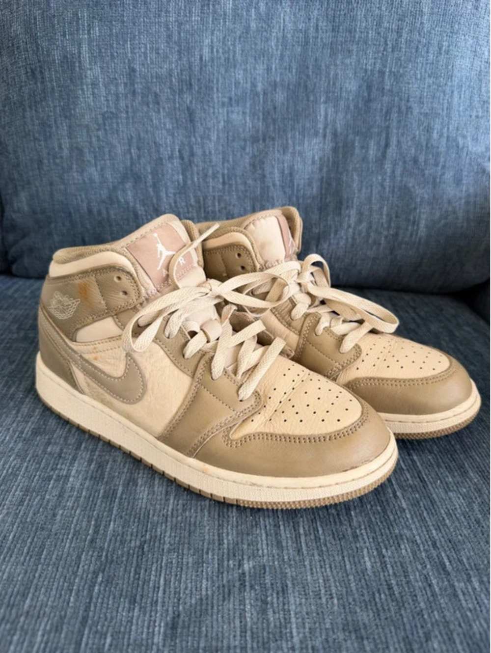 Brown Air Jordan 1 Mid "Legend Light Brown" sneakers size 6.5 Y or 8 Women's